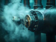 © YOGI C - Steampunk Photo of Industrial Steam Pipe with Valve and Steam