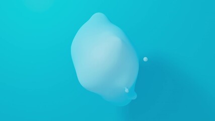 Fluid abstract blue spheres floating and blending. Metaballs looping motion. 3d render