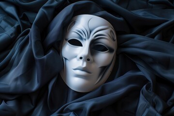 Wall Mural - white mask on a black cloth.