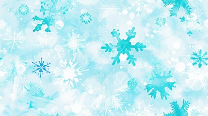 Wall Mural - an elegant pattern featuring soft blue watercolor snowflakes 