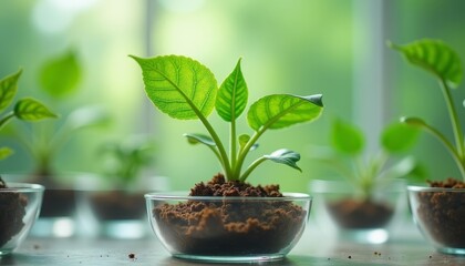 Canvas Print -  Growing from the ground up  A sprouts journey in a clear pot