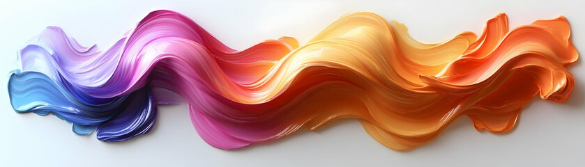 Canvas Print - Abstract Background of Colorful Wavy Paint Strokes