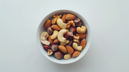 Canvas Print - A bowl of mixed nuts including cashews, almonds, and walnuts