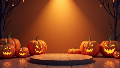 Canvas Print -  Autumns Glow  A Halloween Pumpkin Display