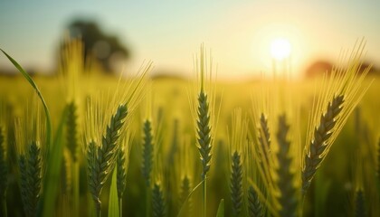 Wall Mural -  Harvests Hue  Sunkissed Fields at Dawn