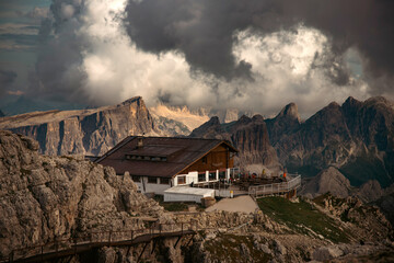 Wall Mural - Lagazuoi mountain hut in Italy