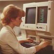 © paisorn - woman working with 1980s computer