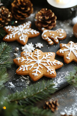 Wall Mural - Ginger cookies and merry christmas,happy new year decoration