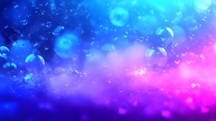 Wall Mural - Abstract Blue Pink Bokeh Background with Bubbles