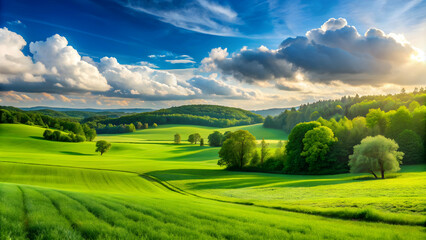 Beautiful natural scenic panorama green field of cut, scenic, panorama, green field, nature, beautiful, landscape