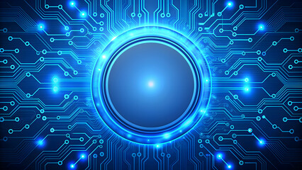 Abstract blue computer technology background with circuit board and circle tech , technology, digital, circuit board