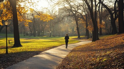 Sticker - Autumn Stroll in the Park: A Serene Moment of Tranquility