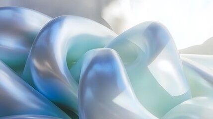 Wall Mural - Abstract Blue and White Curvy Shapes Background