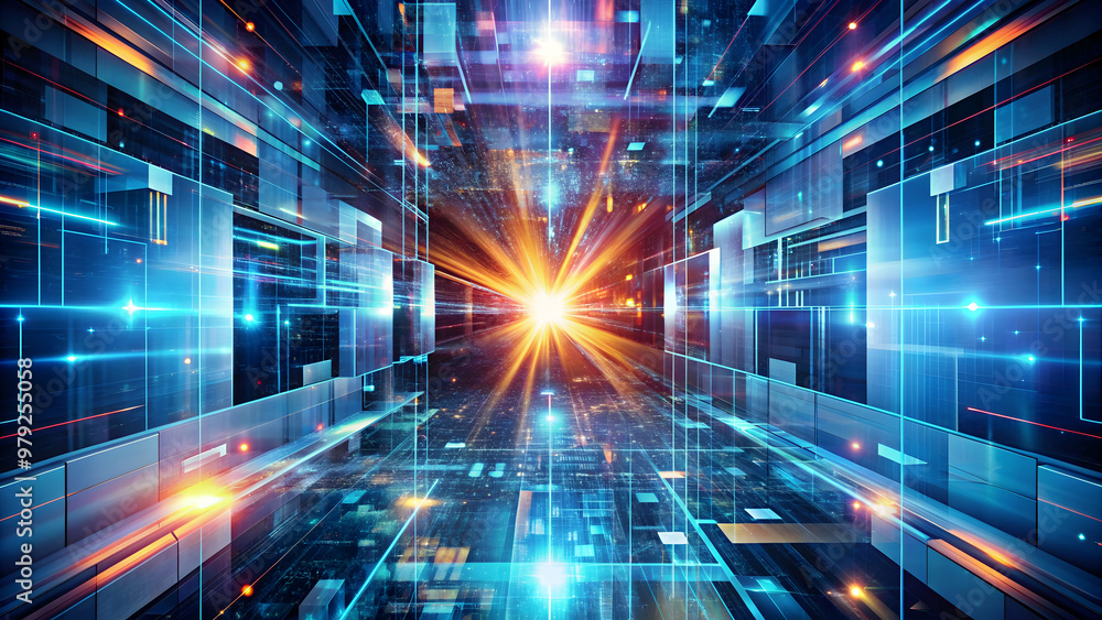 Tech Graphics Modern Energetic, modern digital technology image combining 2D and elements ...