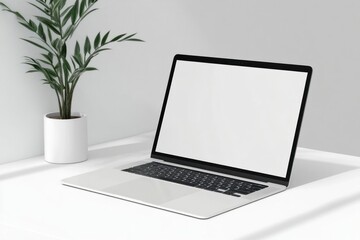 Canvas Print - Laptop mockup laptop plant background.