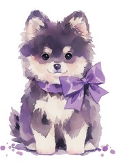 Sticker - Purple coquette black dog animal canine mammal.