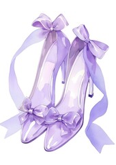 Canvas Print - Purple coquette shoes chandelier clothing footwear.