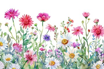 Wall Mural - Vibrant watercolor wildflower garden