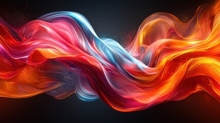 Wall Mural - vibrant flowing colors swirl together in a dynamic display of energy against a dark background durin