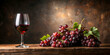 © janya - Elegant red wine still life with grapes on rustic background, wine, red, elegant, still life, grapes, rustic, background, food