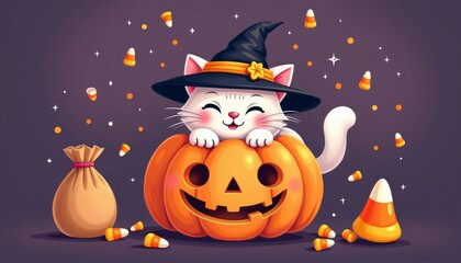 Sticker -  Happy Halloween from our adorable feline friend