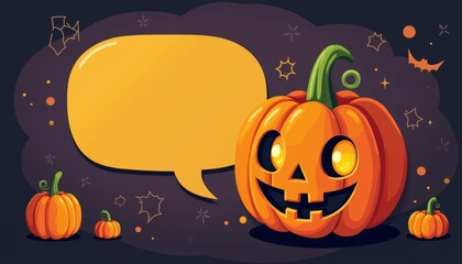 Poster -  Happy Halloween with a chatty pumpkin 