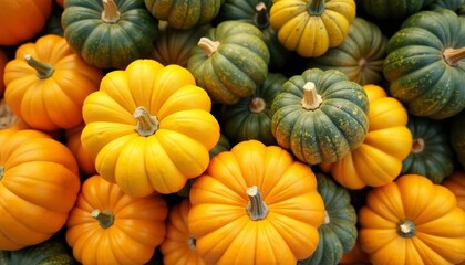 Wall Mural -  Bountiful harvest of vibrant pumpkins