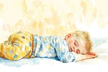 Sticker - Baby sleeping painting comfortable photography.