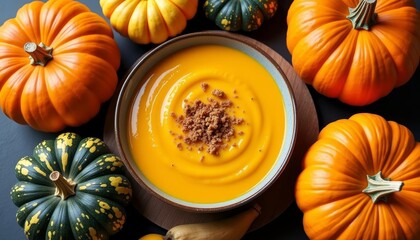 Poster -  Autumns bounty  Pumpkin soup with a sprinkle of spice