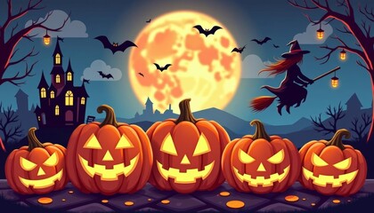 Wall Mural -  Spooky Halloween Pumpkins