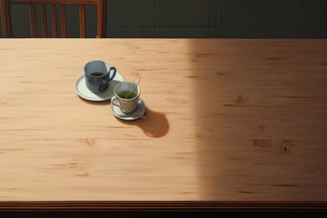 Canvas Print - Empty kitchen table furniture saucer coffee.