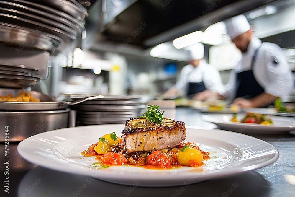 Exclusive chefs table experience in a fine dining restaurant where a ...