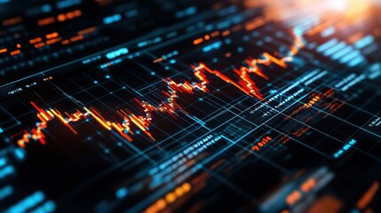 Poster - Abstract Stock Market Data Chart on Digital Screen