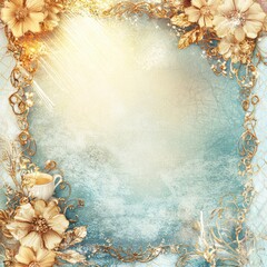 Sticker - Golden Floral Frame.