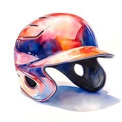 Wall Mural - Watercolor Painting of a Baseball Helmet