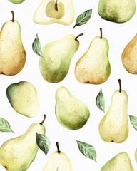 Canvas Print - Watercolor Pear Pattern.