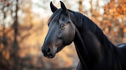 Canvas Print - Black horse portrait