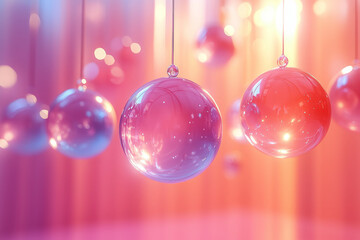 Aufkleber - A set of abstract baubles floating mid-air, with vibrant colors and gradient transitions,