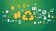 © sirisakboakaew - An illustration of sustainable business practices, with icons representing recycling, renewable energy, and sustainable production methods, integrated into a business model