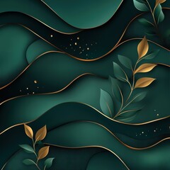 Wall Mural - Green Gold Abstract.