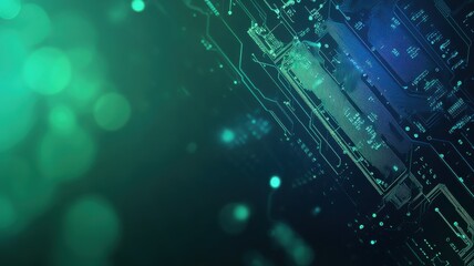 A computer chip with a green background