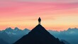 © ชัยธวัช ผาผง - A silhouette of a person standing atop a mountain peak during a vibrant sunset, showcasing adventure and exploration in nature.