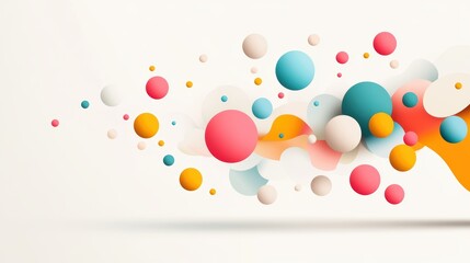 Wall Mural - A colorful, abstract illustration of a molecule with its atoms represented by different shapes and colors, depicting the concept of molecular structure.