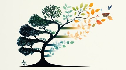 Wall Mural - An imaginative illustration of a family tree, with each branch representing a lineage and showcasing the inheritance of genetic traits.