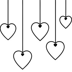 Poster - hanging hearts background for valentines day line art