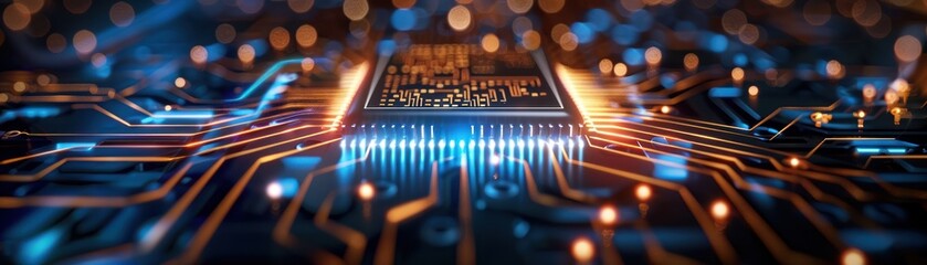Closeup of sensors and circuits in a robotic device.