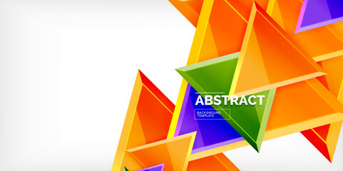 Sticker - Abstract background - colorful triangles with 3d effect. Vector Illustration For Wallpaper, Banner, Background, Card, Book Illustration, landing page