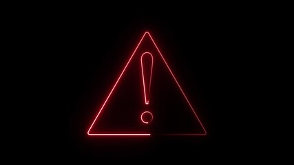 glowing neon red color warning attention animation icon alert danger stop alarm road sign animated s