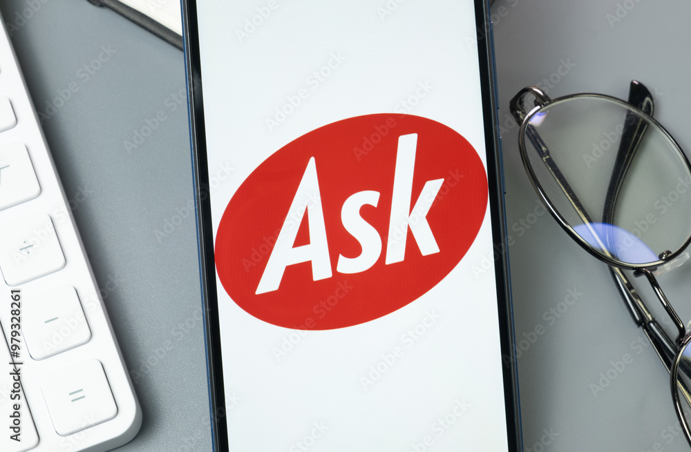 New York, USA - 30 August 2024: Ask.com Logo on Phone Screen, Company ...