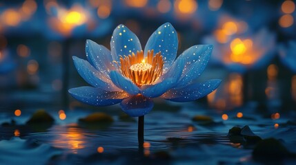 Canvas Print - Blue Lotus in a Dreamy Setting